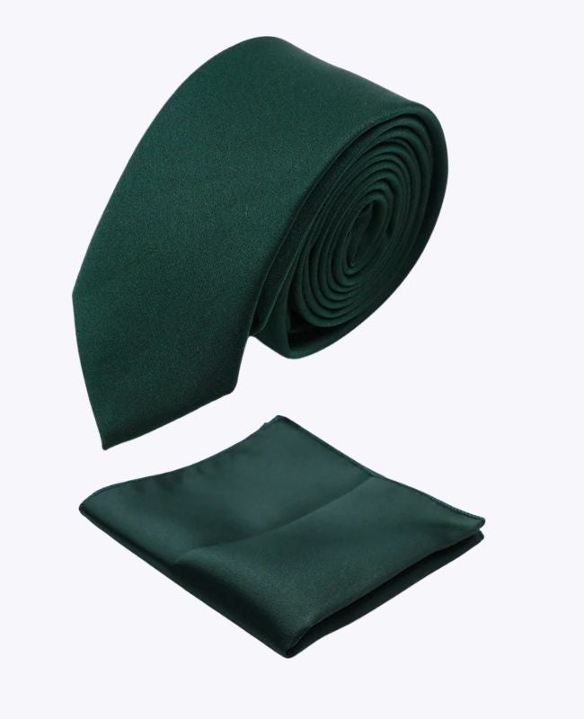 Cravate + Pochette de Costume Vert n°4 Homme en Polyester «Anatole» Cravate + Pochette de Costume Vert n°4 Homme en Polyester «Anatole»
