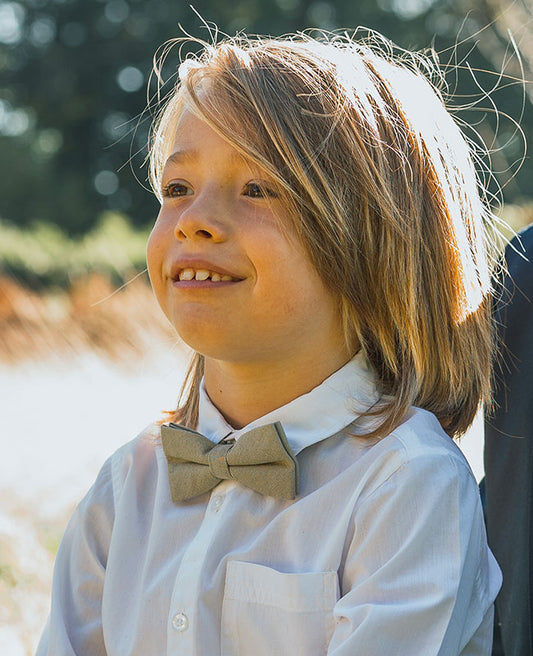 Noeud Papillon Beige n°2 Enfant en Lin «Basile»