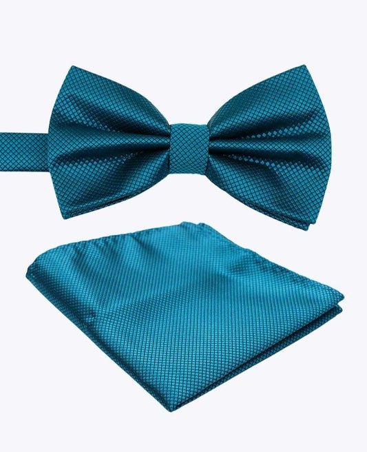 Blaue Polyesterfliege + Einstecktuch Nr. 6 „Martin“ für Herren