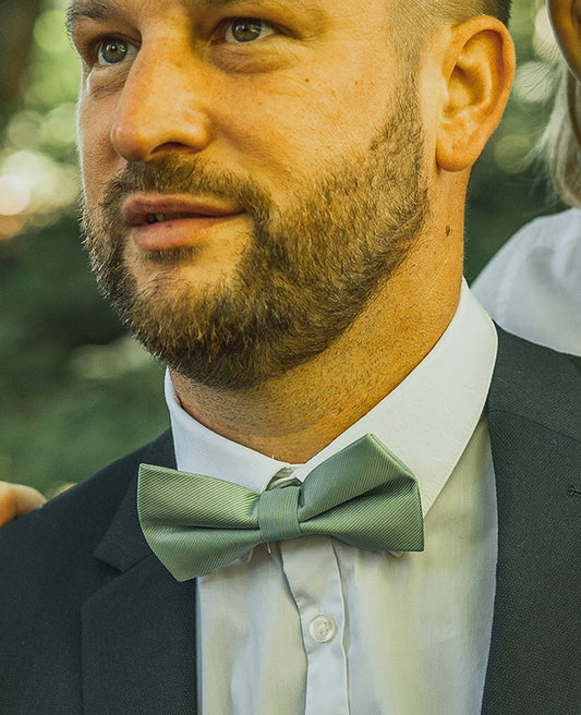 Grüne Fliege + Einstecktuch Nr. 1 für Herren aus Polyester „Lucien“