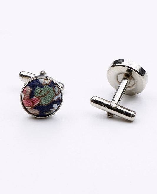 Boutons de Manchette Liberty Bleu n°3 en Coton | Charles - Unipap's