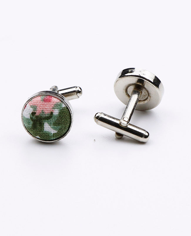 Boutons de Manchette Liberty Vert n°3 en Coton | Gaspard - Unipap's