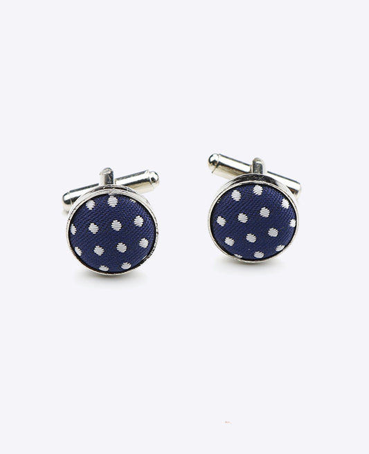 Boutons de Manchette Bleu n°1 à Pois en Polyester «Louis»