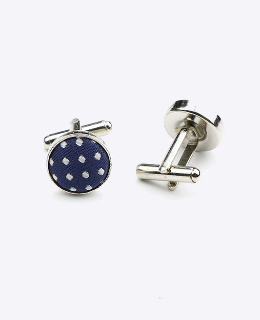 Boutons de Manchette Bleu n°1 à Pois en Polyester «Louis»