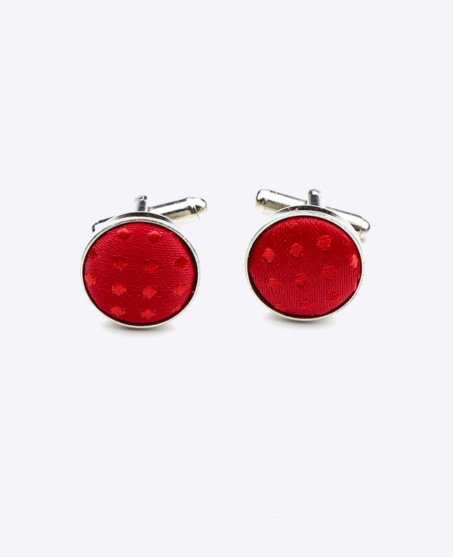 Boutons de Manchette Rouge n°1 à Pois en Polyester «Louis»