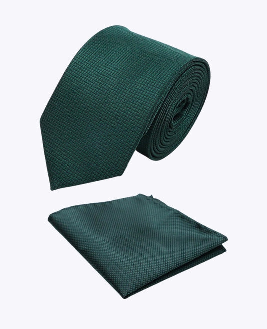 Cravate + Pochette de Costume Vert n°2 Homme en Polyester «Martin»