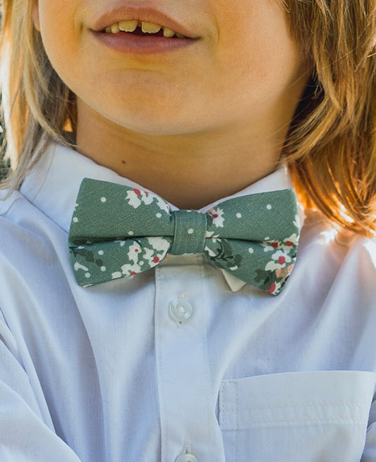 Noeud Papillon Liberty Vert n°3 Enfant en Coton «Gaspard»