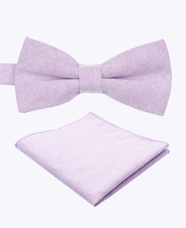 Noeud Papillon + Pochette de Costume Violet Homme en Coton «Edgard»