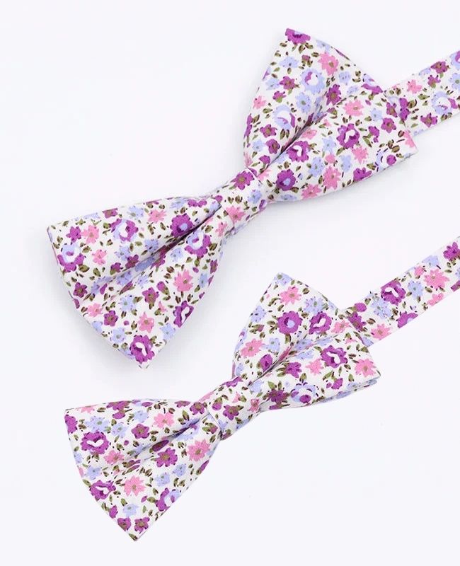 Noeuds Papillon Liberty Violet Père & Fils en Coton «Gaspard»