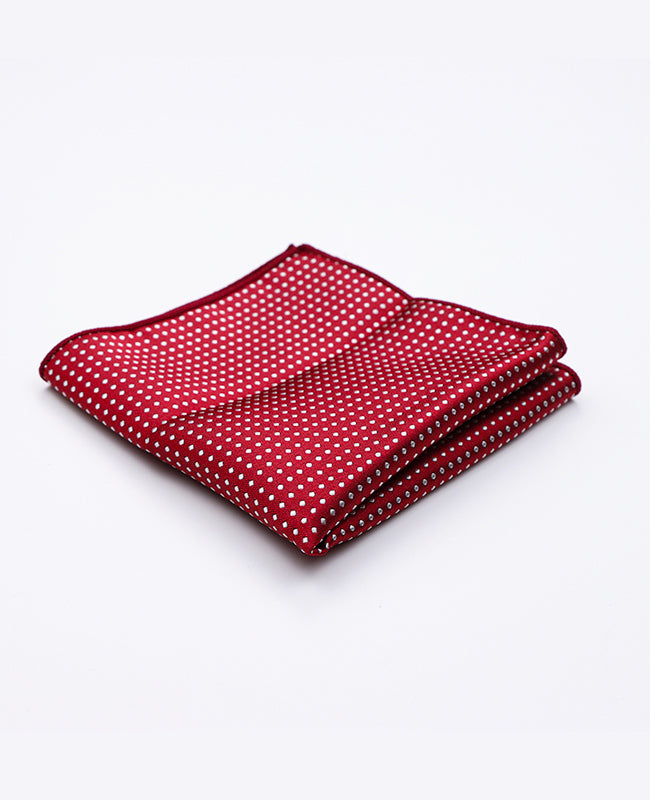 Pochette de Costume Rouge n°2 à Pois en Polyester «Louis»