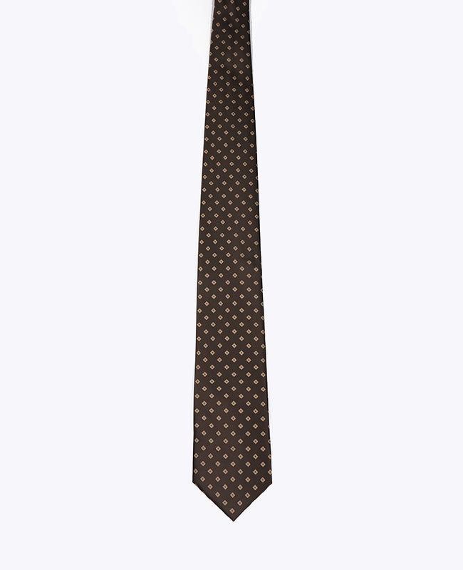 Cravate Marron n°2 à Motifs Homme en Polyester «Edmond»