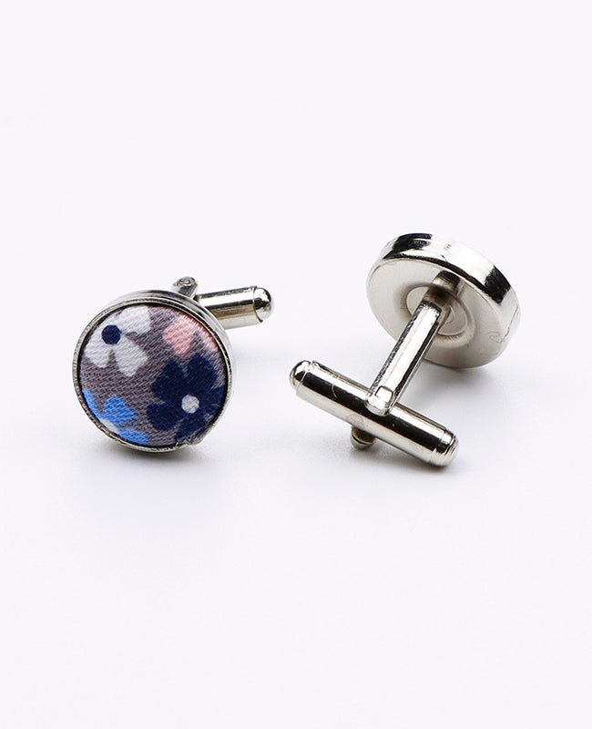 Boutons de Manchette Liberty Bleu n°5 en Coton | Gaspard - Unipap's
