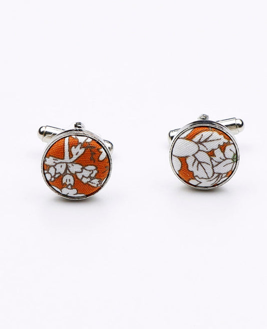 Boutons de Manchette Liberty Orange en Coton | Clovis - Unipap's