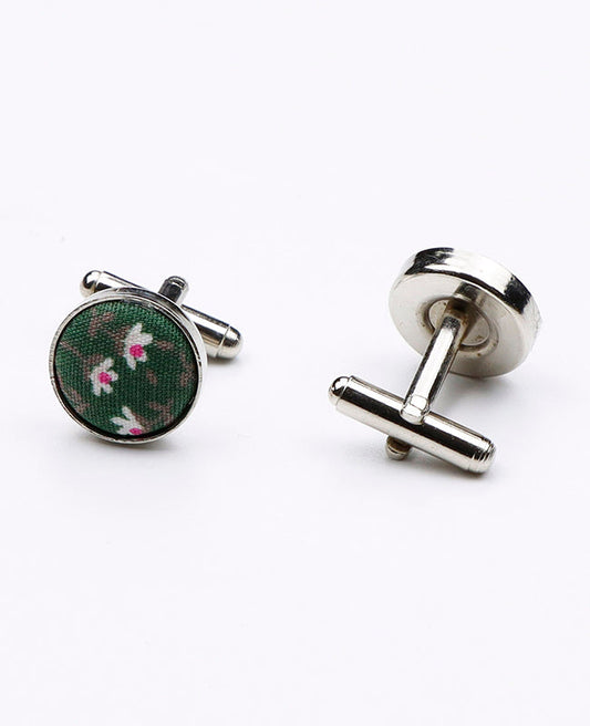 Boutons de Manchette Liberty Vert n°1 en Coton | Gaspard - Unipap's