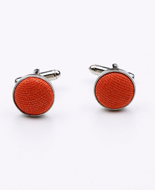 Boutons de Manchette Orange n°1 en Lin | Basile - Unipap's