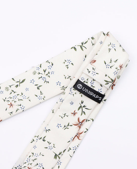Cravate Liberty Blanc n°8 Homme en Coton | Charles - Unipap's