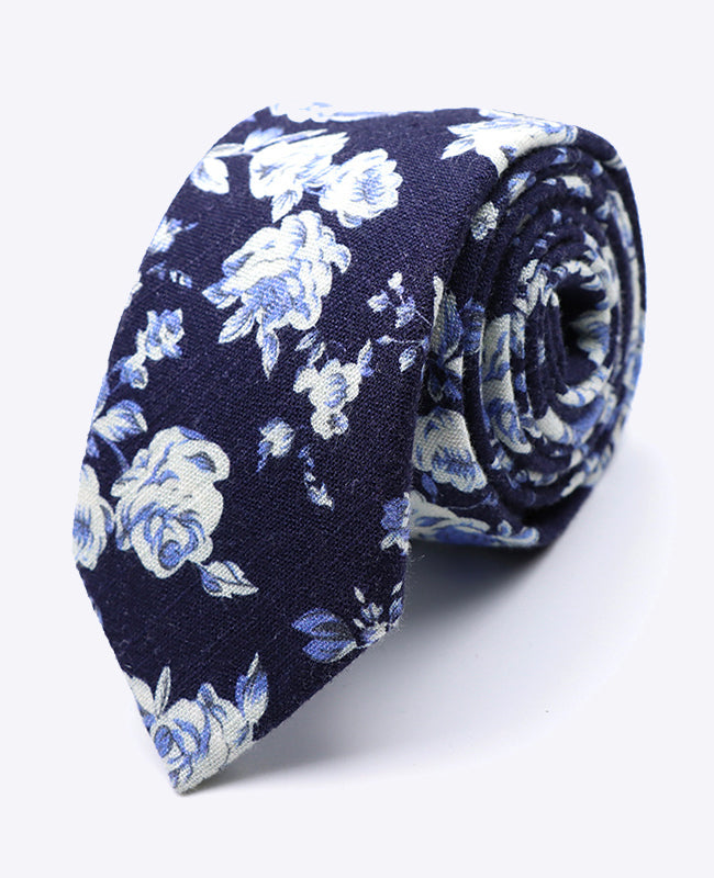 Cravate Liberty Bleu n°6 Homme en Coton | Charles - Unipap's