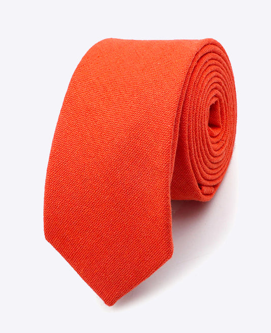 Cravate Orange n°1 Homme en Lin | Basile - Unipap's